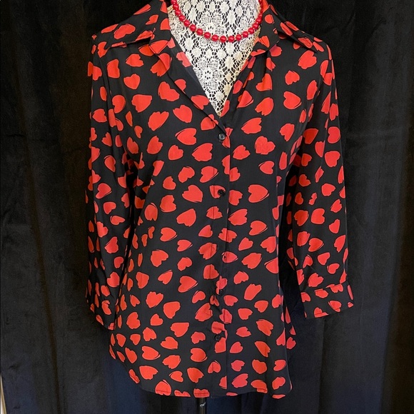 Heart ❤️ Print Women's Blouse - Picture 3 of 9
